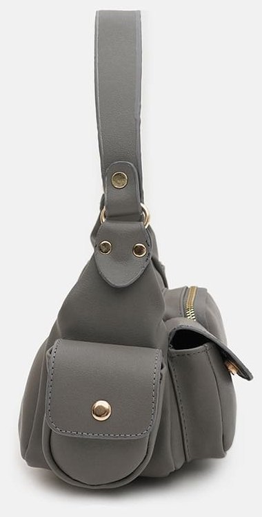 Практичная женская сумка из качественного кожзама серого цвета Monsen 94639 modnotak фото №4