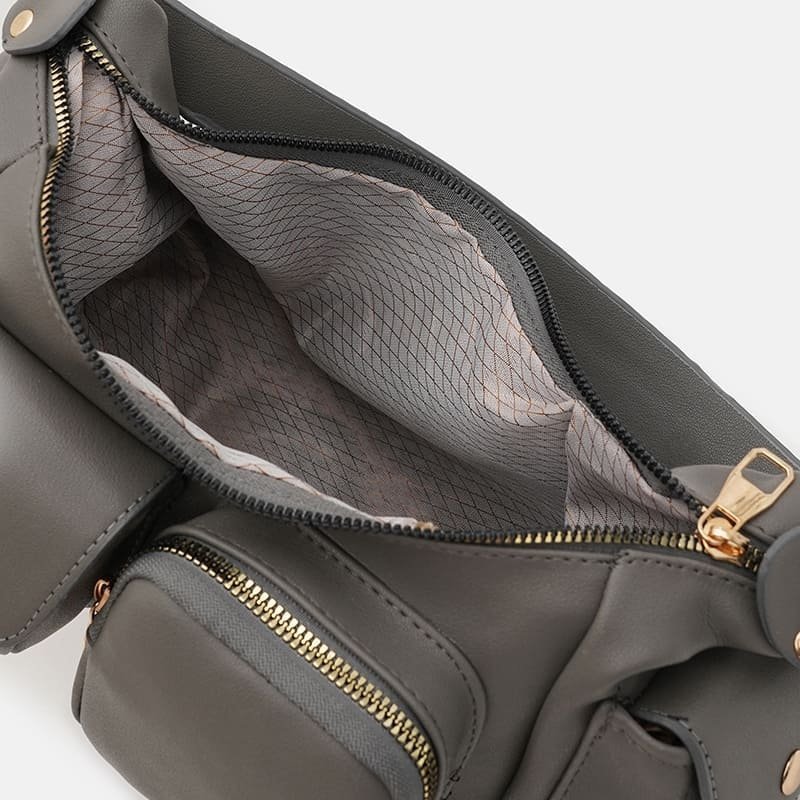 Практичная женская сумка из качественного кожзама серого цвета Monsen 94639 modnotak фото №5