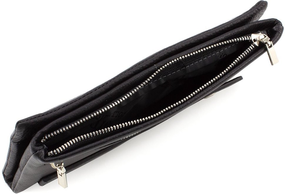 Кошелек-клатч черного цвета из натуральной кожи MD Leather (18900)