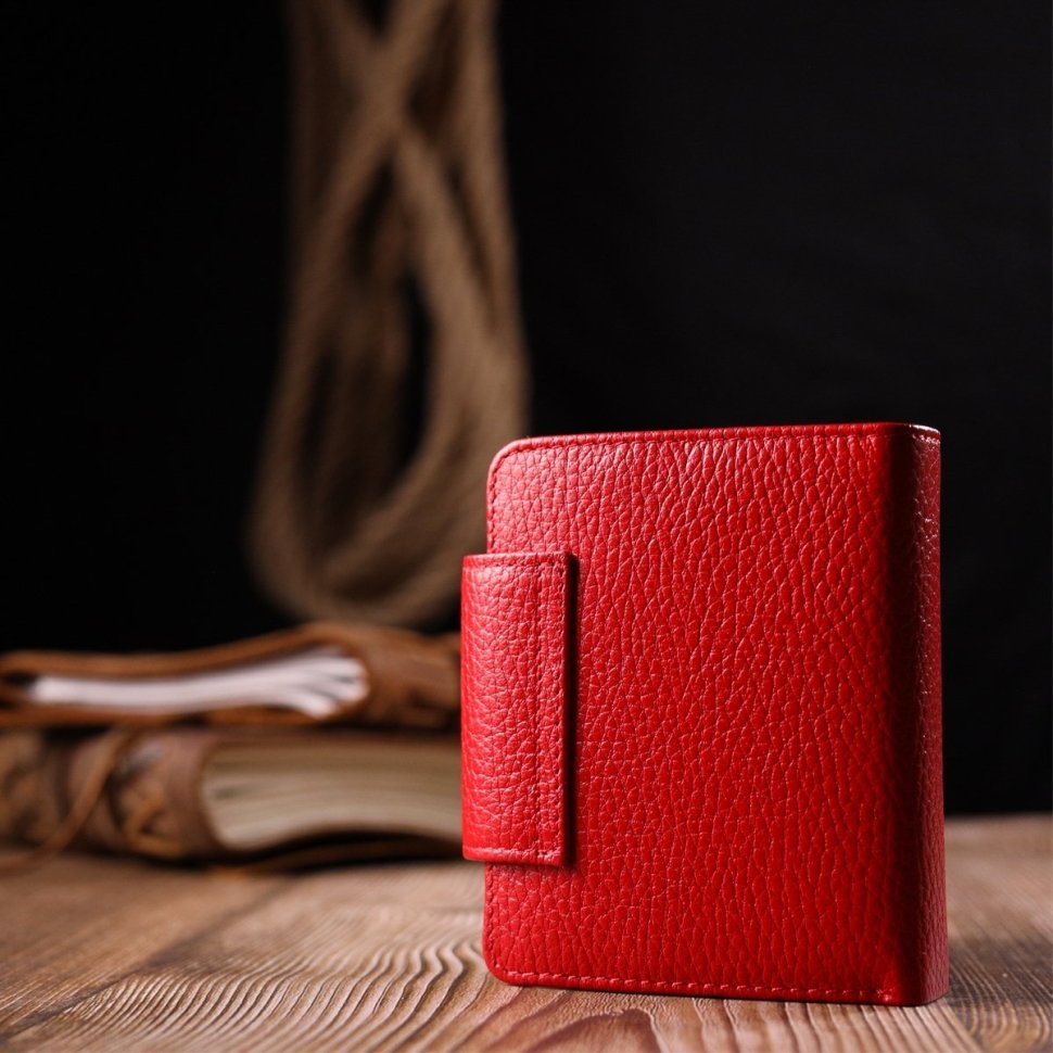 Красно-черный женский кошелек среднего размера из зернистой кожи KARYA (2421125)