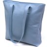 Современная женская сумка-шоппер из натуральной кожи голубого цвета Shvigel (16361) - 1