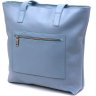 Современная женская сумка-шоппер из натуральной кожи голубого цвета Shvigel (16361) - 2