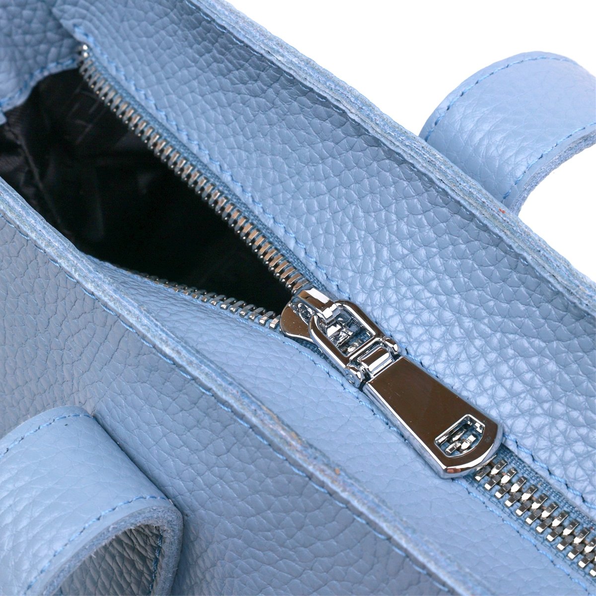 Современная женская сумка-шоппер из натуральной кожи голубого цвета Shvigel (16361)