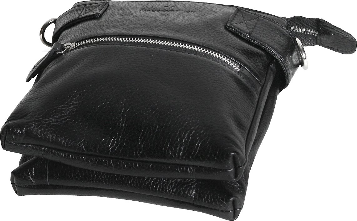 Стильная кожаная мужская сумка-планшет через плечо в черном цвете Vip Collection (21089)