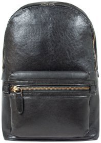Міський чоловічий рюкзак з натуральної гладкої шкіри Ashwood G38 чорного кольору 95439