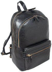 Міський чоловічий рюкзак з натуральної гладкої шкіри Ashwood G38 чорного кольору 95439