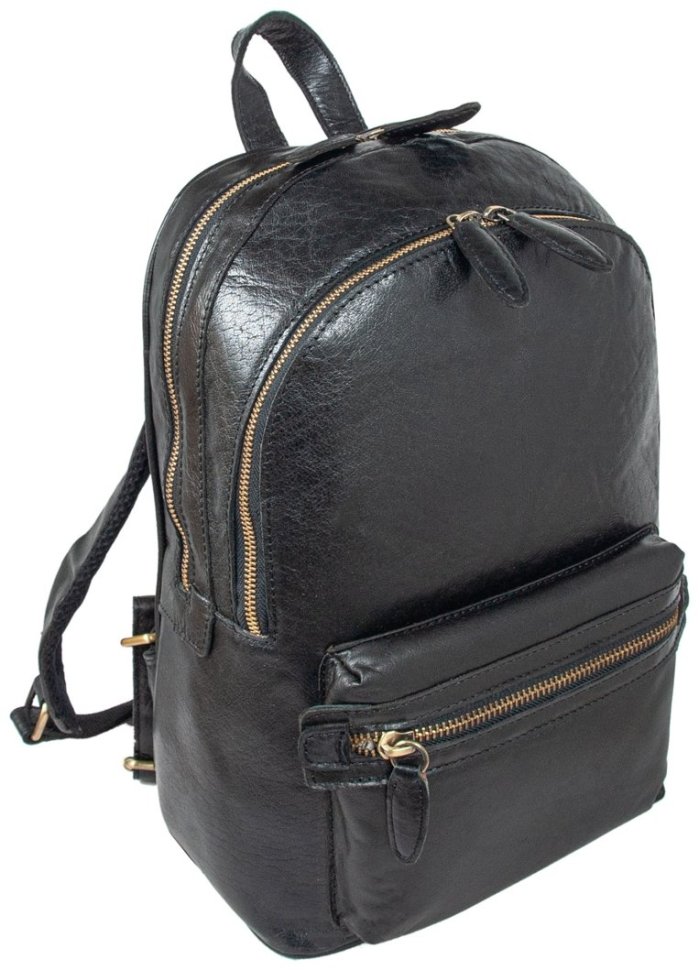 Городской мужской рюкзак из натуральной гладкой кожи Ashwood G38 черного цвета 95439 modnotak фото №2