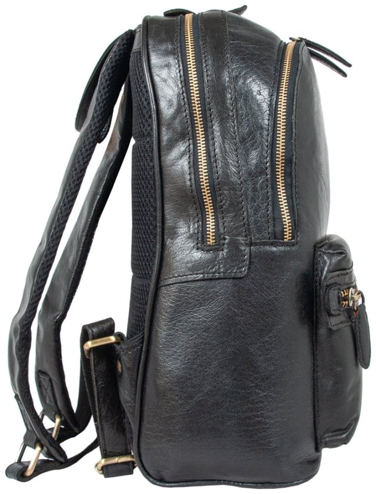 Городской мужской рюкзак из натуральной гладкой кожи Ashwood G38 черного цвета 95439 modnotak фото №3