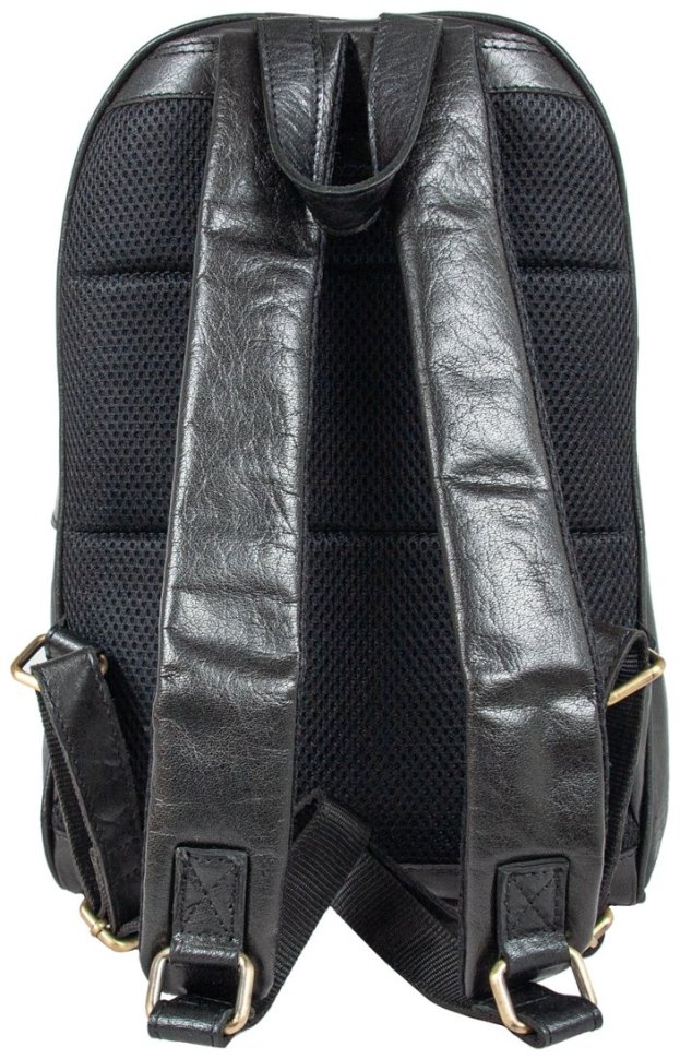 Городской мужской рюкзак из натуральной гладкой кожи Ashwood G38 черного цвета 95439 modnotak фото №4