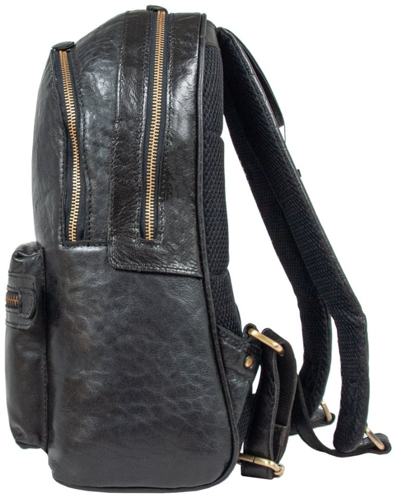 Городской мужской рюкзак из натуральной гладкой кожи Ashwood G38 черного цвета 95439 modnotak фото №5