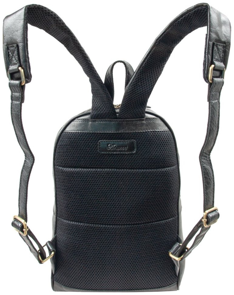 Городской мужской рюкзак из натуральной гладкой кожи Ashwood G38 черного цвета 95439 modnotak фото №9