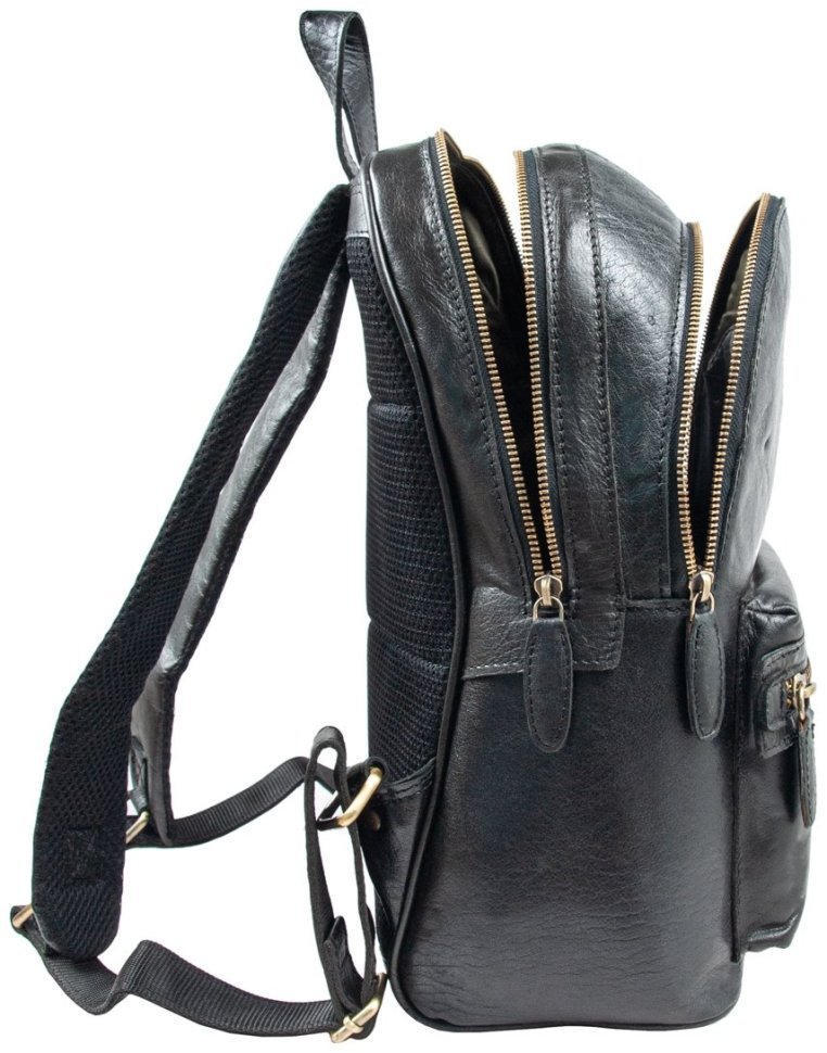 Городской мужской рюкзак из натуральной гладкой кожи Ashwood G38 черного цвета 95439 modnotak фото №10