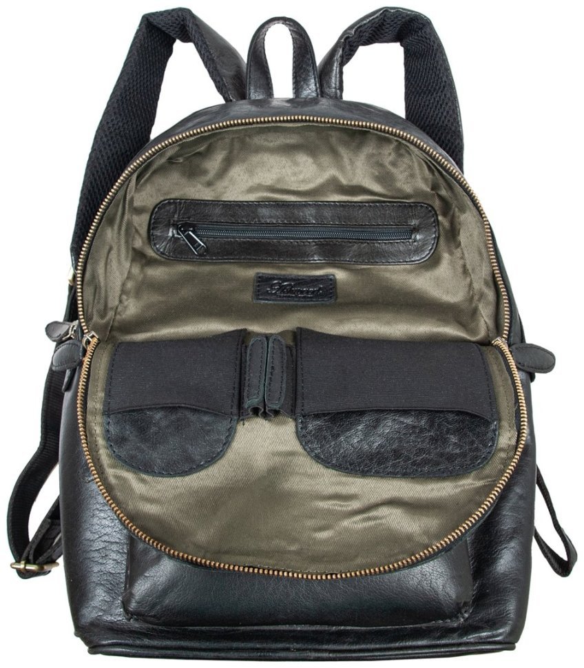 Городской мужской рюкзак из натуральной гладкой кожи Ashwood G38 черного цвета 95439 modnotak фото №11