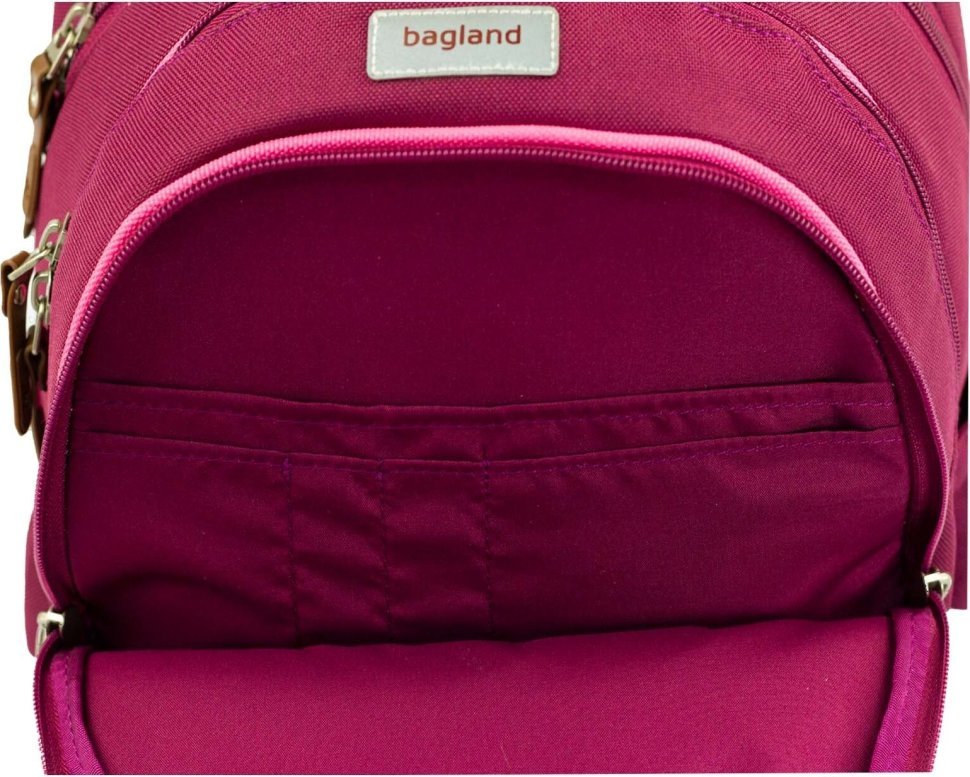 Шкільний рюкзак для дівчинки з бордового текстилю з котиком Bagland Butterfly 55639
