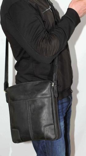 Сумка планшет мужская черного цвета из винтажной кожи VATTO (11681) - 2