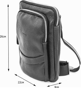 Кожаная сумка планшет через плечо черного цвета VATTO (11880) - 2