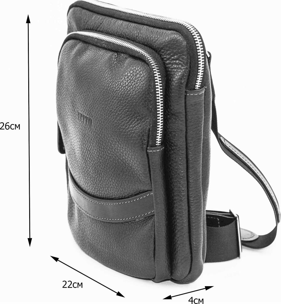 Кожаная сумка планшет через плечо черного цвета VATTO (11880)