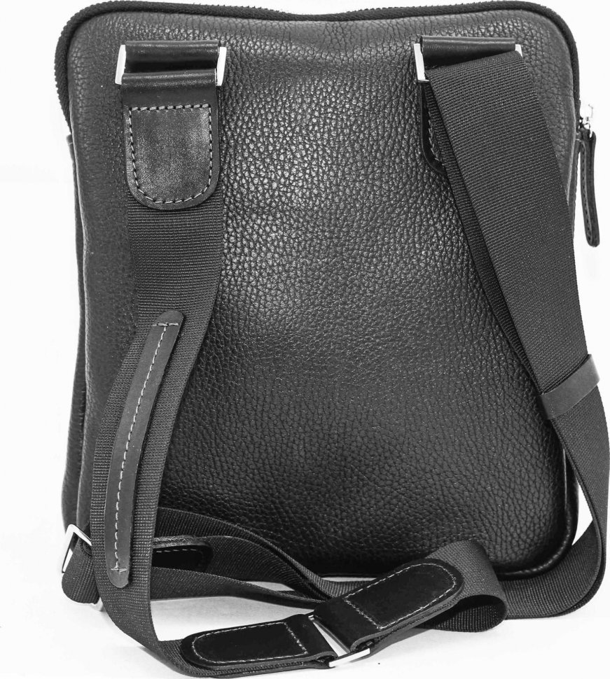 Шкіряна сумка планшет через плече чорного кольору VATTO (11880)