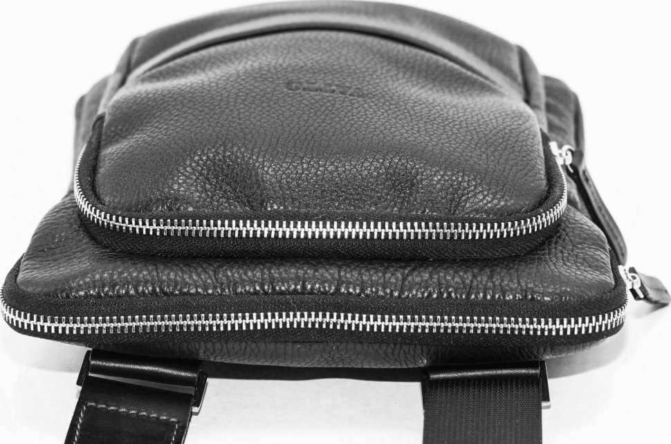 Шкіряна сумка планшет через плече чорного кольору VATTO (11880)