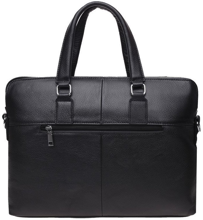 Мужская деловая сумка из натуральной кожи однотонного черного цвета Keizer (19241)