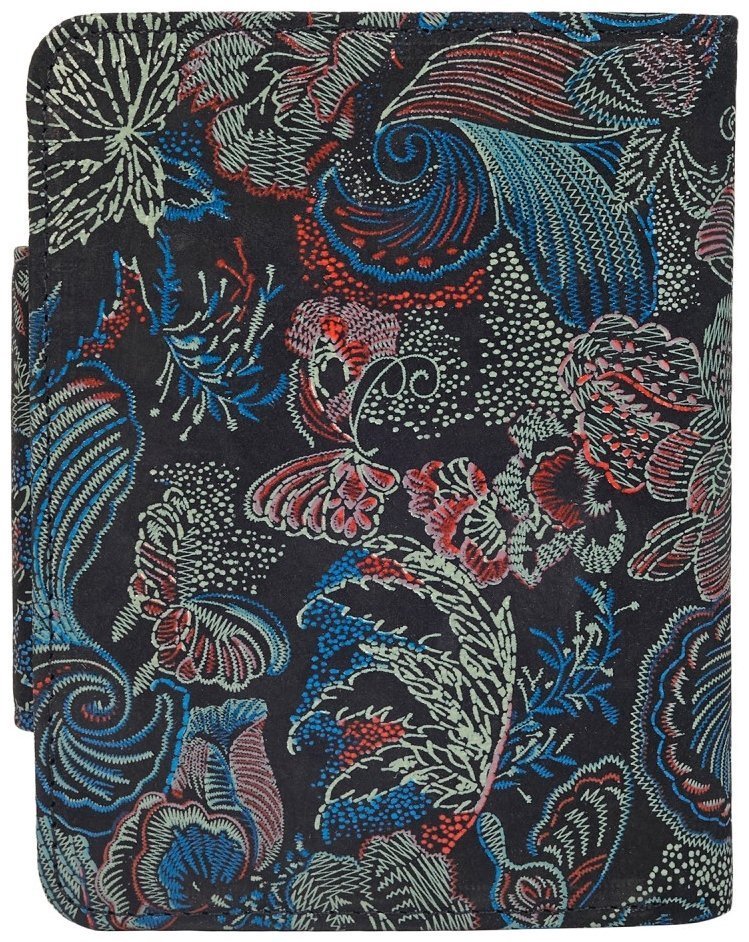 Компактный женский кошелек из кожи на кнопке Desisan 106739 разноцветный с принтом цветов modnotak фото №2