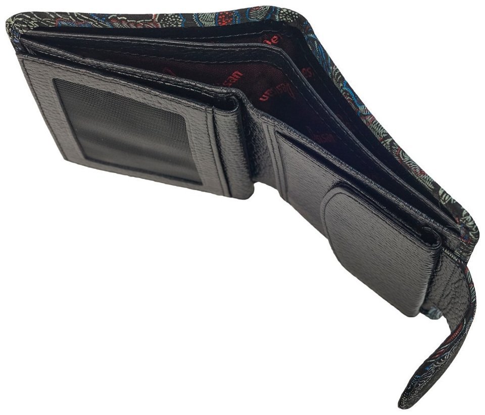 Компактный женский кошелек из кожи на кнопке Desisan 106739 разноцветный с принтом цветов modnotak фото №3