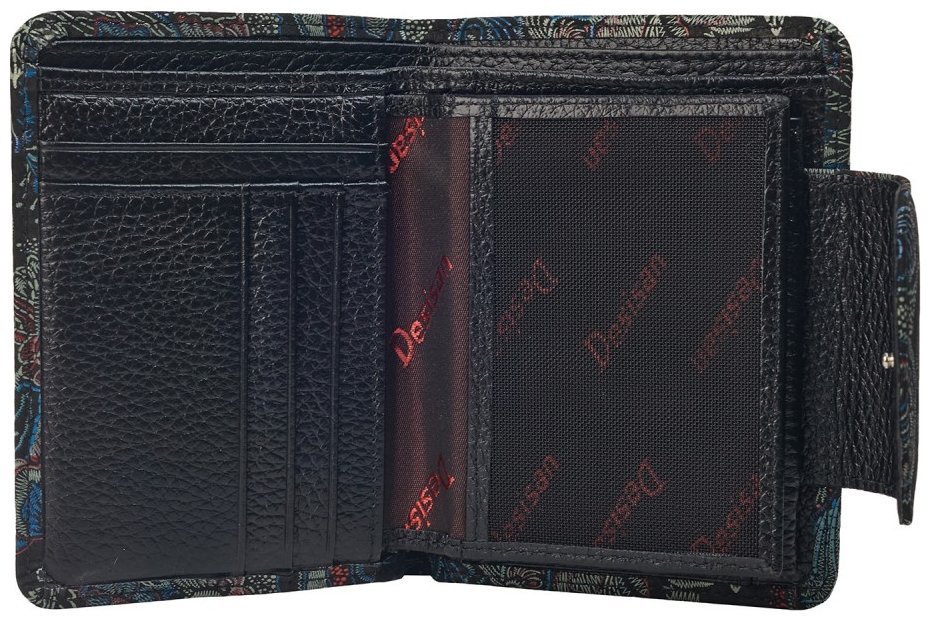 Компактный женский кошелек из кожи на кнопке Desisan 106739 разноцветный с принтом цветов modnotak фото №5