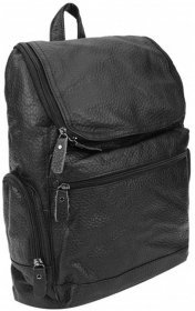 Чоловічий чорний рюкзак з фактурної шкіри на блискавці Borsa Leather (19256)