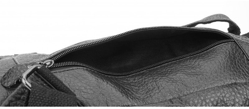 Чоловічий чорний рюкзак з фактурної шкіри на блискавці Borsa Leather (19256)