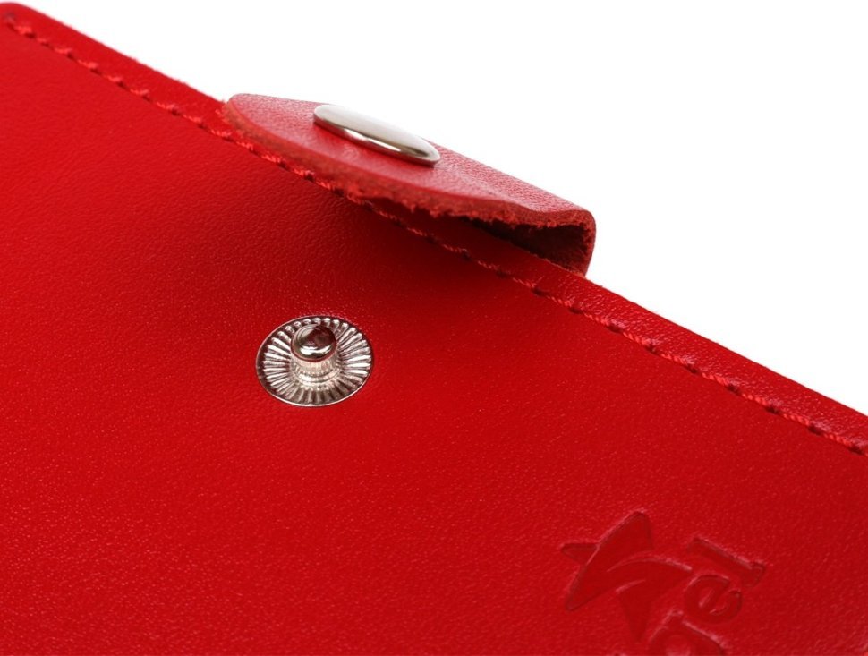 Невеликий жіночий гаманець з натуральної шкіри червоного кольору без монетниці SHVIGEL (2416223)