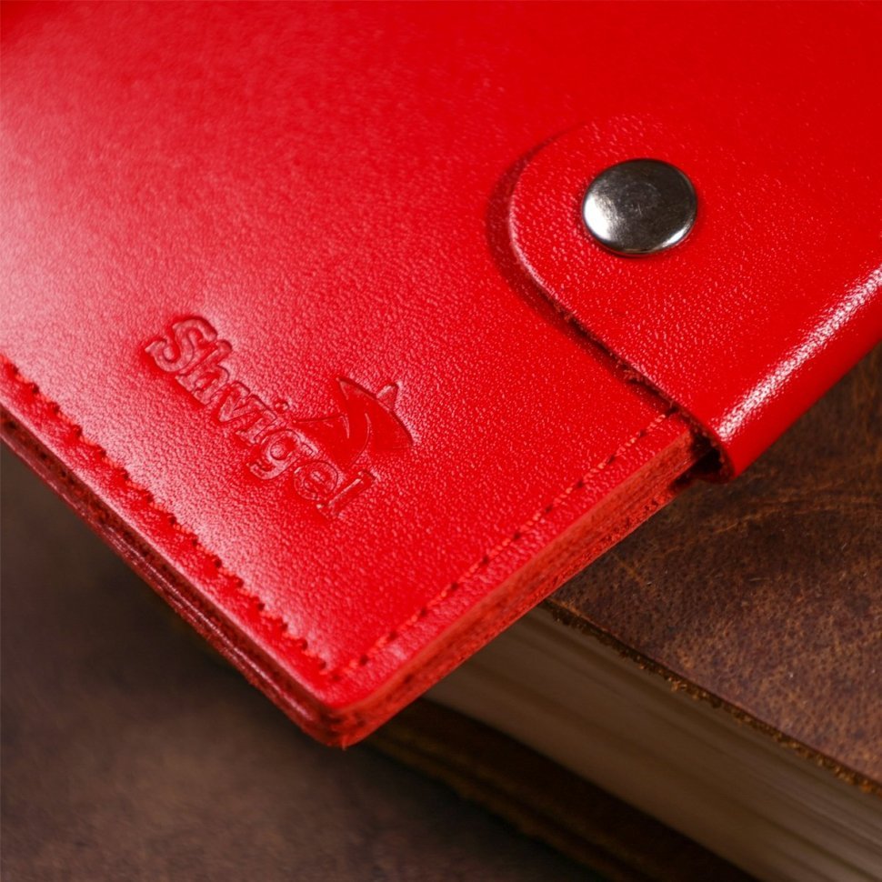 Невеликий жіночий гаманець з натуральної шкіри червоного кольору без монетниці SHVIGEL (2416223)