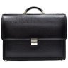 Деловой мужской портфель из натуральной кожи флотар черного цвета Desisan 106939 с плечевым ремнем modnotak фото - 1