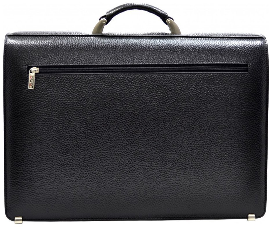 Деловой мужской портфель из натуральной кожи флотар черного цвета Desisan 106939 с плечевым ремнем modnotak фото №6