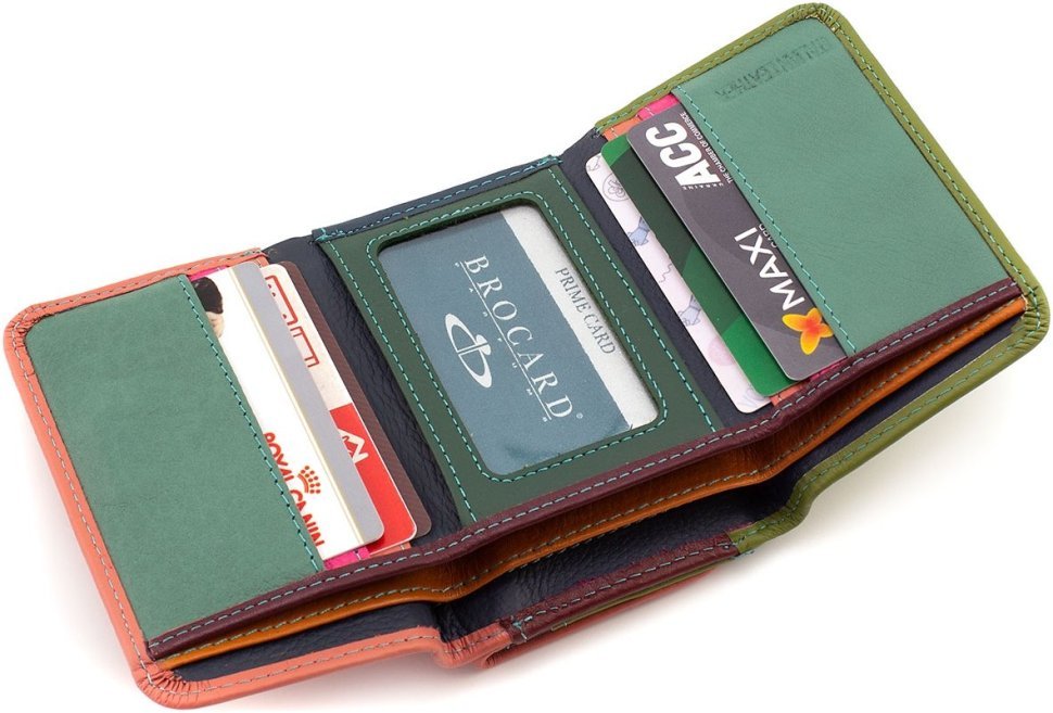 Маленький жіночий гаманець із натуральної різнокольорової шкіри з монетницею ST Leather 1767239