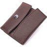 Жіночий компактний гаманець із зернистої шкіри коричневого кольору на кнопці KARYA (2421341) - 1