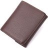 Жіночий компактний гаманець із зернистої шкіри коричневого кольору на кнопці KARYA (2421341) - 2
