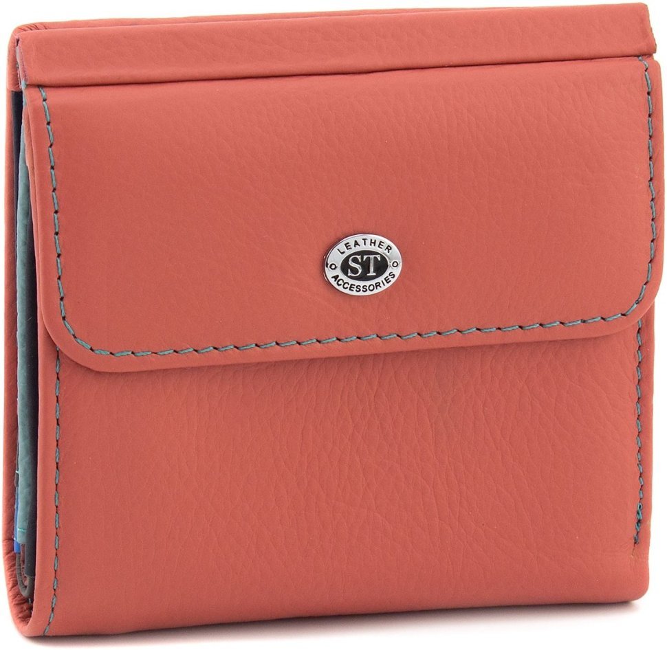 Розовый женский кошелек из натуральной кожи в небольшом размере ST Leather 1767339