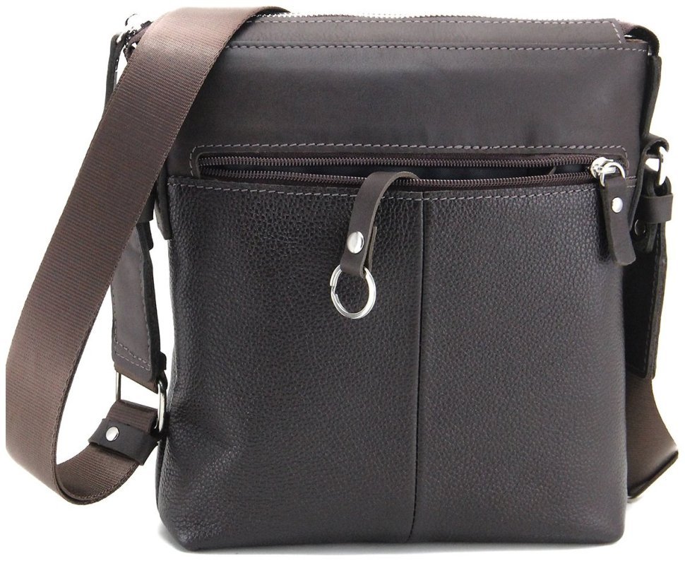 Мужская коричневая сумка-планшет из натуральной качественной кожи Tom Stone 77739