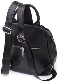 Городской женский рюкзак из натуральной кожи с клапаном на магните Vintage 97839 черного цвета