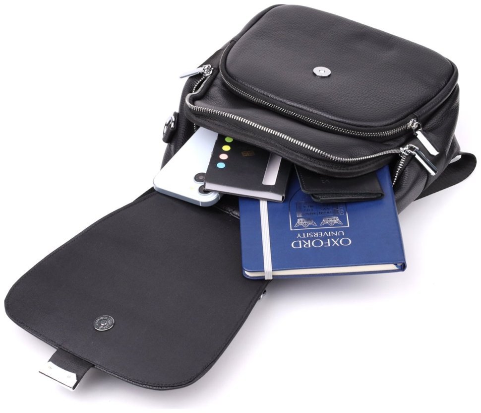 Городской женский рюкзак из натуральной кожи с клапаном на магните Vintage 97839 черного цвета фото №8 Городской женский рюкзак из натуральной кожи с клапаном на магните Vintage 97839 черного цвета modnotak фото №8