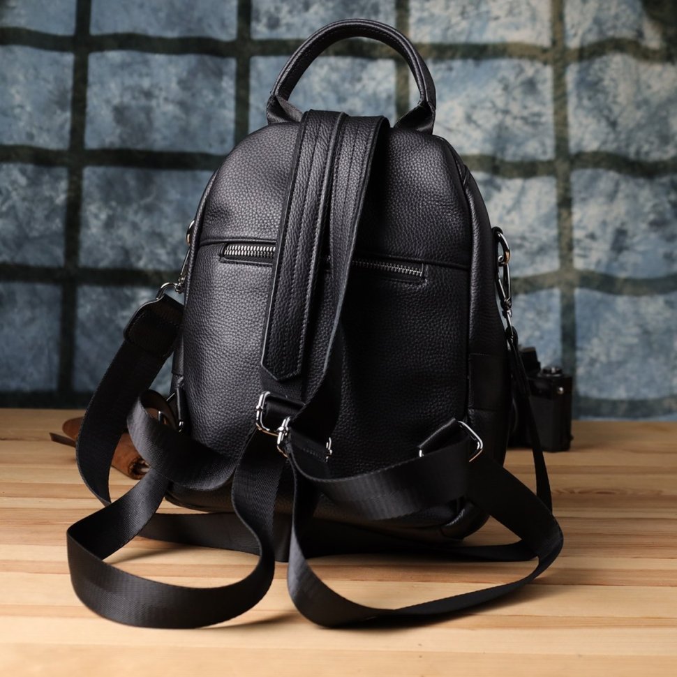 Городской женский рюкзак из натуральной кожи с клапаном на магните Vintage 97839 черного цвета фото №10 Городской женский рюкзак из натуральной кожи с клапаном на магните Vintage 97839 черного цвета modnotak фото №10