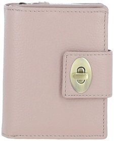 Кожаный женский кошелек с монетницей на молнии Ashwood Y60 бежевый 107939