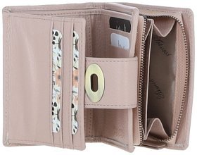 Кожаный женский кошелек с монетницей на молнии Ashwood Y60 бежевый 107939