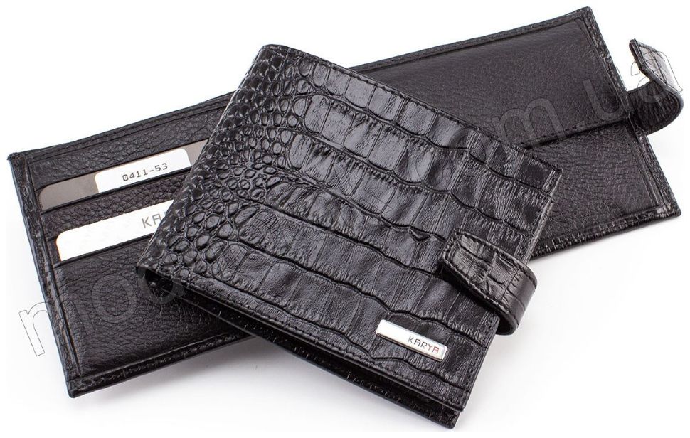 Діловий шкіряний гаманець з тисненням KARYA (0411-53)