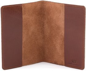 Коричневая обложка на паспорт из натуральной кожи с рисунком ST Leather (16597)