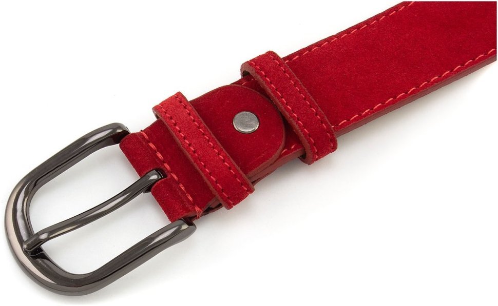 Брючний жіночий замшевий ремінь червоного кольору Sergio Torri 35603