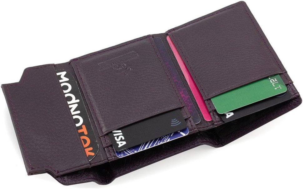 Фіолетовий жіночий гаманець маленького розміру з натуральної шкіри Marco Coverna 68639