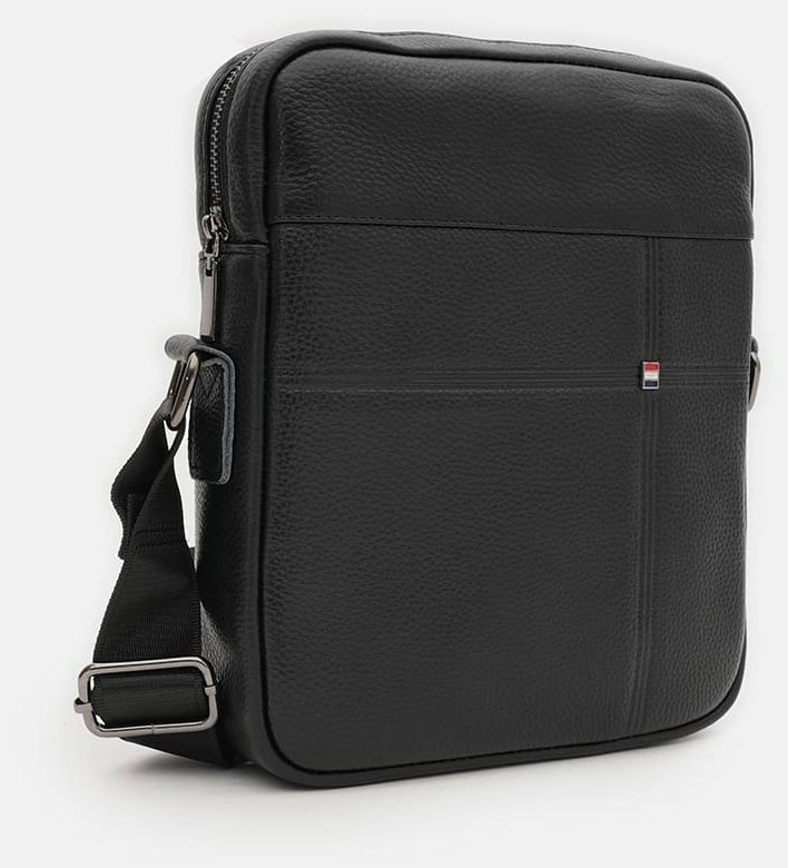 Надежная мужская кожаная сумка черного цвета Borsa Leather 88739 modnotak фото №2