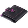 Чорний жіночий гаманець з натуральної шкіри з рожевим рядком Visconti Mojito 68839 - 5