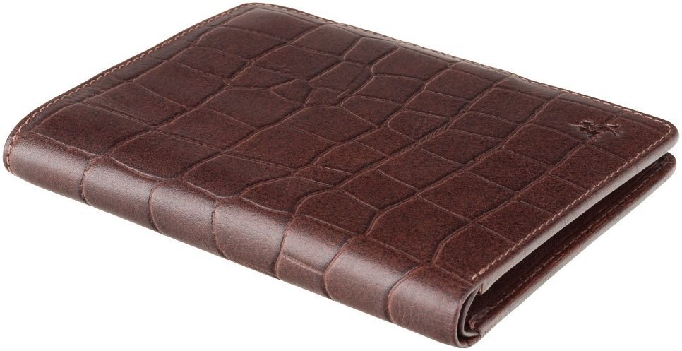 Чоловіче портмоне з натуральної шкіри під крокодила в коричневому кольорі з RFID - Visconti Predator 69039